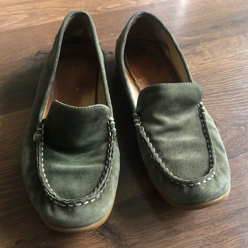 Coach Olive Green Suede Loafers